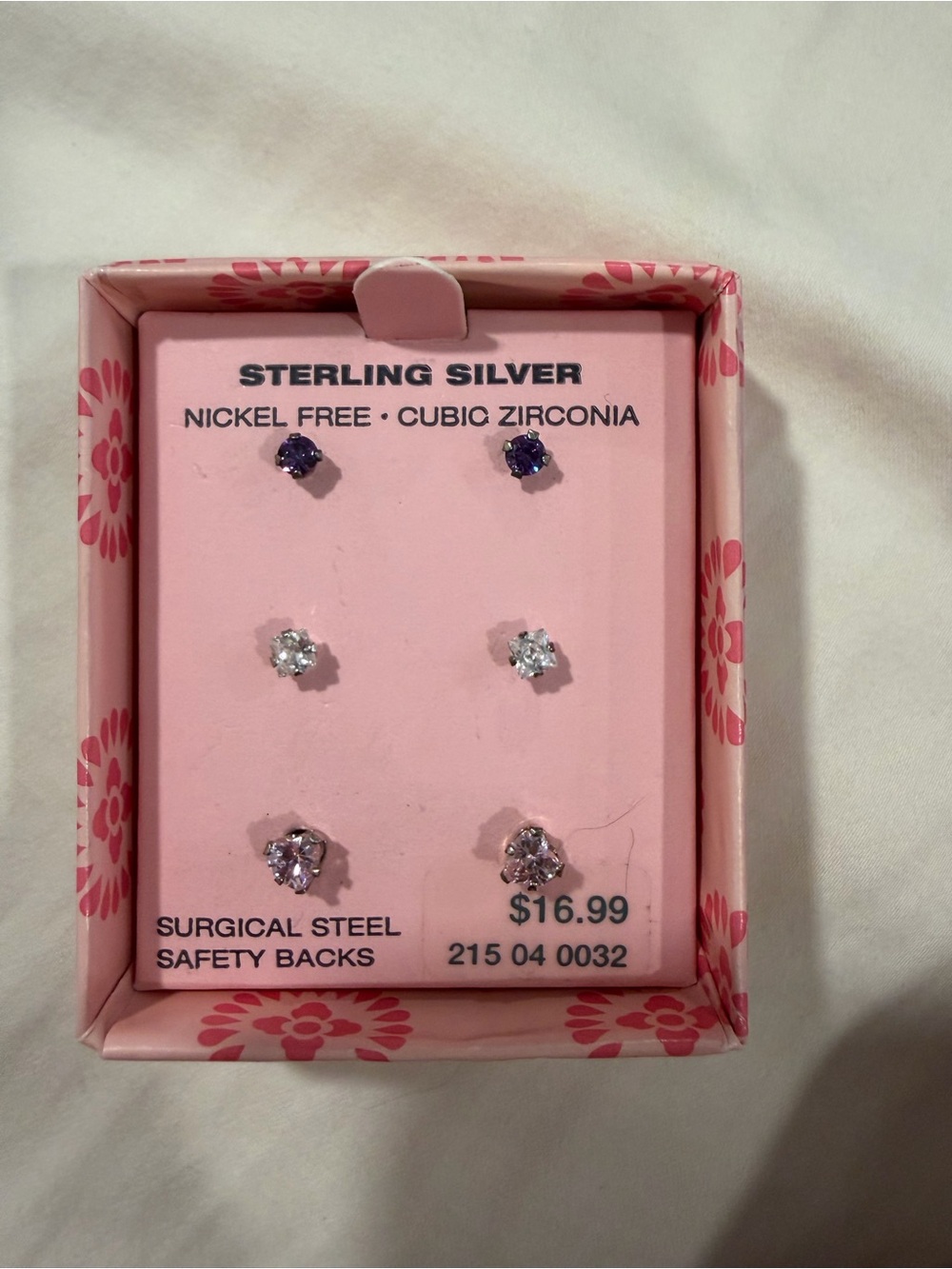 Claire’s Cubic Zirconia Stud Earring Set - Purple & Clear